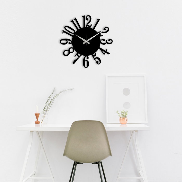 Wallity Enzoclock - S005 Reloj de pared decorativo de metal negro